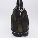 PRADA Shoulder Bag Nylon Leather Khaki Silver BR4549 Auth am12573V-4
