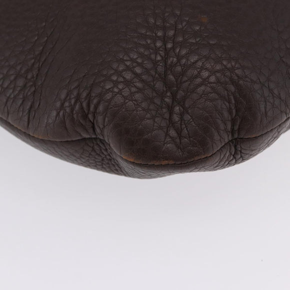 PRADA Shoulder Bag Leather Brown Silver Auth am12574V