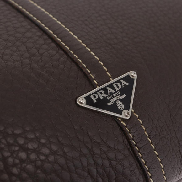 PRADA Shoulder Bag Leather Brown Silver Auth am12574V