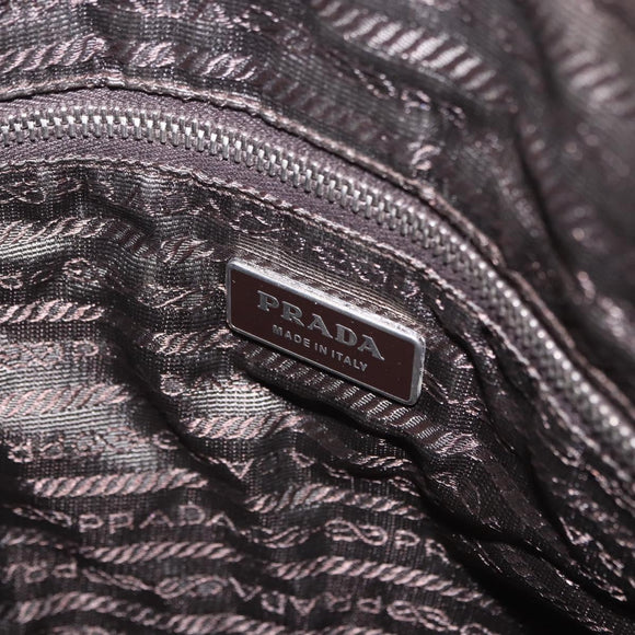 PRADA Shoulder Bag Leather Brown Silver Auth am12574V