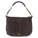 PRADA Shoulder Bag Leather Brown Silver Auth am12574V-13