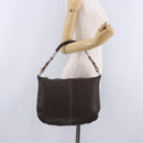 PRADA Shoulder Bag Leather Brown Silver Auth am12574V-27