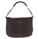 PRADA Shoulder Bag Leather Brown Silver Auth am12574V-3