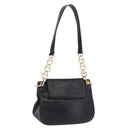 PRADA Chain Shoulder Bag Leather Black Gold Auth am12576V-1