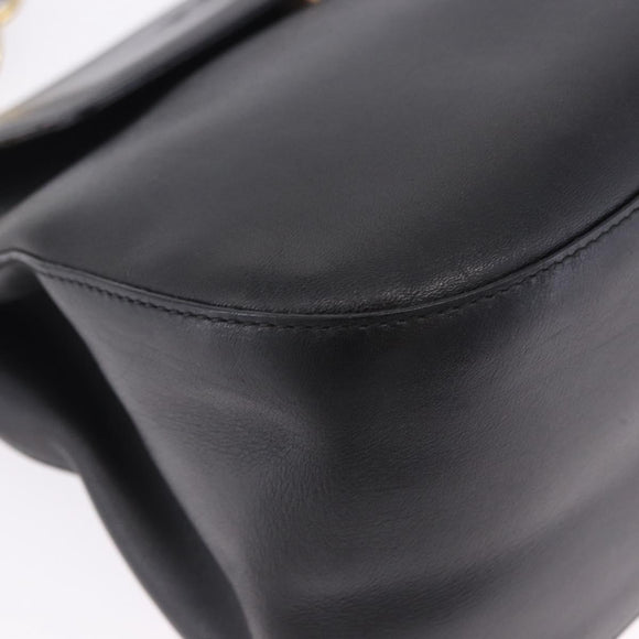 PRADA Chain Shoulder Bag Leather Black Gold Auth am12576V