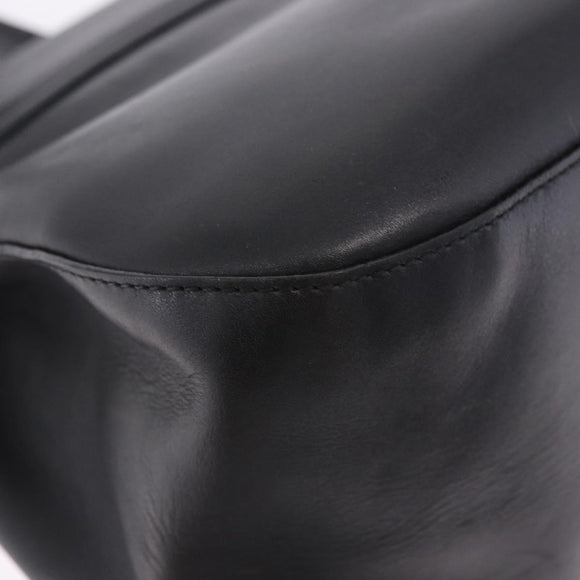 PRADA Chain Shoulder Bag Leather Black Gold Auth am12576V