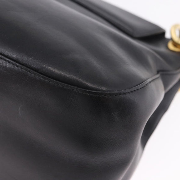 PRADA Chain Shoulder Bag Leather Black Gold Auth am12576V