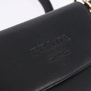 PRADA Chain Shoulder Bag Leather Black Gold Auth am12576V-22