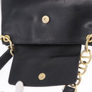 PRADA Chain Shoulder Bag Leather Black Gold Auth am12576V-10