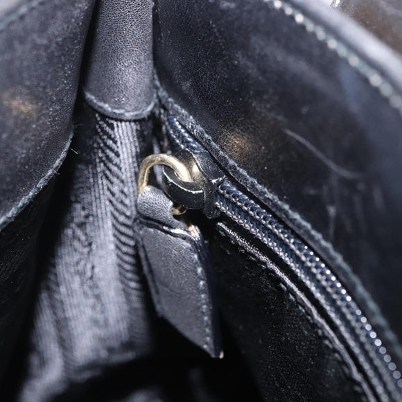PRADA Chain Shoulder Bag Leather Black Gold Auth am12576V