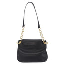 PRADA Chain Shoulder Bag Leather Black Gold Auth am12576V-2
