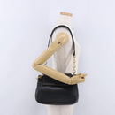 PRADA Chain Shoulder Bag Leather Black Gold Auth am12576V-30