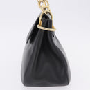 PRADA Chain Shoulder Bag Leather Black Gold Auth am12576V-3