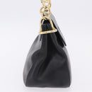 PRADA Chain Shoulder Bag Leather Black Gold Auth am12576V-4