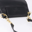 PRADA Chain Shoulder Bag Leather Black Gold Auth am12576V-7
