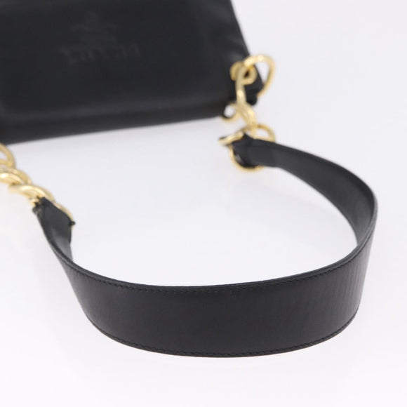 PRADA Chain Shoulder Bag Leather Black Gold Auth am12576V