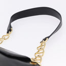 PRADA Chain Shoulder Bag Leather Black Gold Auth am12576V-15