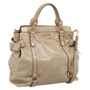 Miu Miu Side Ribbon Hand Bag Leather 2way Beige Gold RN0939 Auth am12577V-1