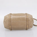 Miu Miu Side Ribbon Hand Bag Leather 2way Beige Gold RN0939 Auth am12577V-11