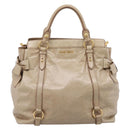 Miu Miu Side Ribbon Hand Bag Leather 2way Beige Gold RN0939 Auth am12577V-2