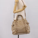 Miu Miu Side Ribbon Hand Bag Leather 2way Beige Gold RN0939 Auth am12577V-25