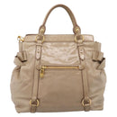 Miu Miu Side Ribbon Hand Bag Leather 2way Beige Gold RN0939 Auth am12577V-3
