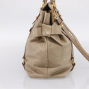 Miu Miu Side Ribbon Hand Bag Leather 2way Beige Gold RN0939 Auth am12577V-4