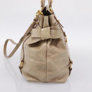Miu Miu Side Ribbon Hand Bag Leather 2way Beige Gold RN0939 Auth am12577V-5
