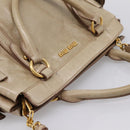 Miu Miu Side Ribbon Hand Bag Leather 2way Beige Gold RN0939 Auth am12577V-6
