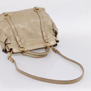 Miu Miu Side Ribbon Hand Bag Leather 2way Beige Gold RN0939 Auth am12577V-9