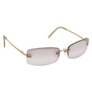 CHANEL CC Rimless Rhinestone Sunglasses metal Brown CC Auth am12579M-1