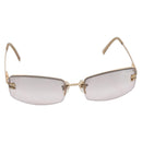 CHANEL CC Rimless Rhinestone Sunglasses metal Brown CC Auth am12579M-2