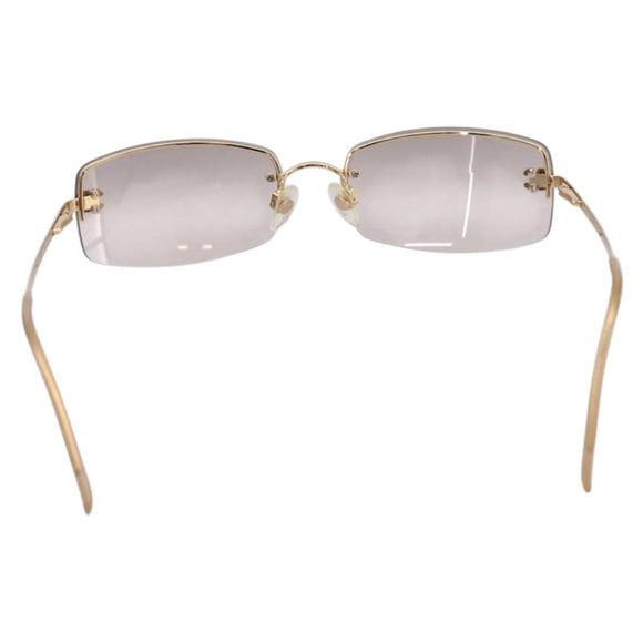 CHANEL CC Rimless Rhinestone Sunglasses metal Brown CC Auth am12579M