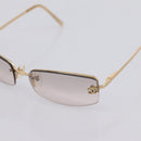 CHANEL CC Rimless Rhinestone Sunglasses metal Brown CC Auth am12579M-7