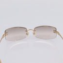 CHANEL CC Rimless Rhinestone Sunglasses metal Brown CC Auth am12579M-8