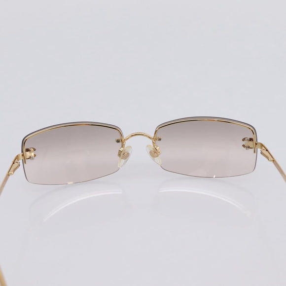 CHANEL CC Rimless Rhinestone Sunglasses metal Brown CC Auth am12579M