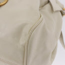 Miu Miu Side Ribbon Hand Bag Leather 2way White Gold Auth am12582V-18
