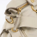 Miu Miu Side Ribbon Hand Bag Leather 2way White Gold Auth am12582V-19