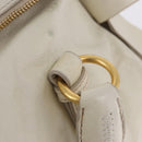 Miu Miu Side Ribbon Hand Bag Leather 2way White Gold Auth am12582V-22