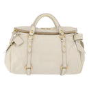 Miu Miu Side Ribbon Hand Bag Leather 2way White Gold Auth am12582V-13