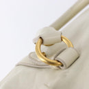 Miu Miu Side Ribbon Hand Bag Leather 2way White Gold Auth am12582V-23