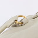 Miu Miu Side Ribbon Hand Bag Leather 2way White Gold Auth am12582V-10
