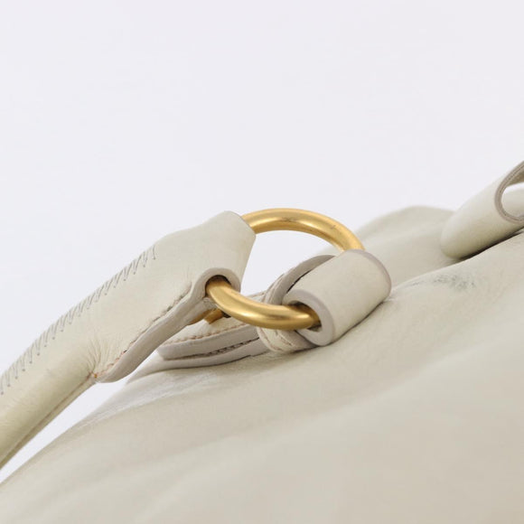 Miu Miu Side Ribbon Hand Bag Leather 2way White Gold Auth am12582V