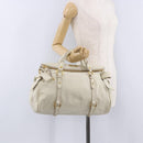 Miu Miu Side Ribbon Hand Bag Leather 2way White Gold Auth am12582V-29