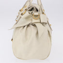 Miu Miu Side Ribbon Hand Bag Leather 2way White Gold Auth am12582V-3