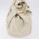 Miu Miu Side Ribbon Hand Bag Leather 2way White Gold Auth am12582V-4