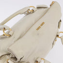 Miu Miu Side Ribbon Hand Bag Leather 2way White Gold Auth am12582V-7