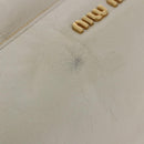 Miu Miu Side Ribbon Hand Bag Leather 2way White Gold Auth am12582V-8