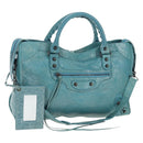 BALENCIAGA The City Hand Bag Leather 2way Light Blue 115748 Auth am12583V-1