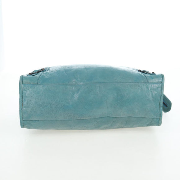 BALENCIAGA The City Hand Bag Leather 2way Light Blue 115748 Auth am12583V